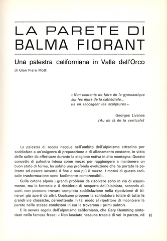 6 Scandere 1974 Parete di Balme Fiorant di Motti