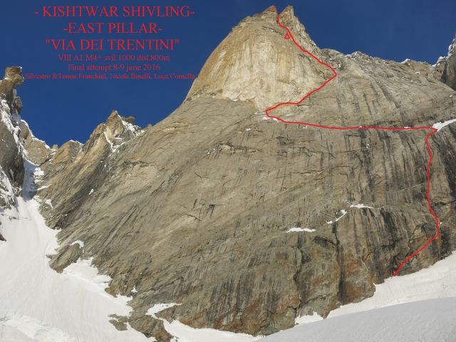 Kishtwar Shivling tracciato