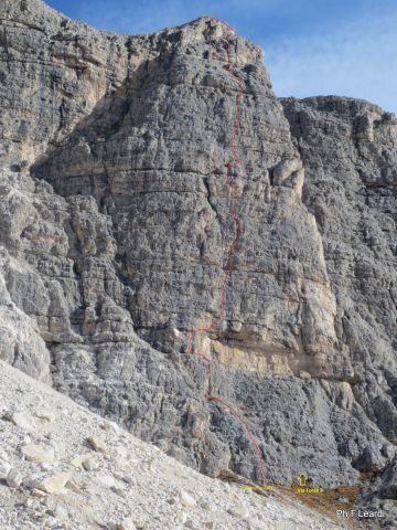 Tracciato della Via Luomo volante Quarto Torrione di Mondeval